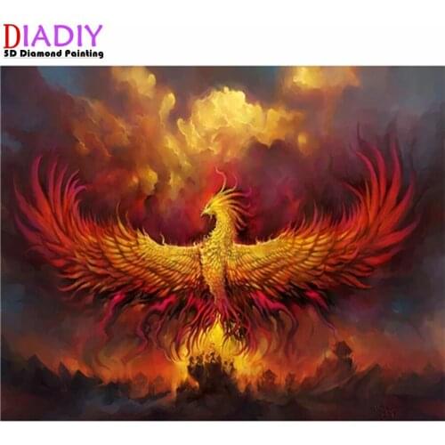 DIY 5D Diamond Painting Diamond Embroidery Fire Phoenix Picture Of Rhinestones Mosaic Drawings Animal
