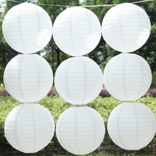 15-20-25-30-35-40cm White Round Chinese Paper Lantern Balls for Decoration & Party Supplies Wedding Favors DIY Lampion Papier