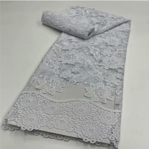 White New Designs African Milk silk Lace Fabric High Quality Lace Material French Embroidered Tulle Lace Fabric With Sequins