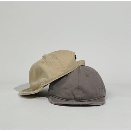 Short Brim Solid Color Baseball Cap Adjustable Washed Curved Brim Version Men Soft Top Spring Autumn Vintage Dad Hat Peaked Cap