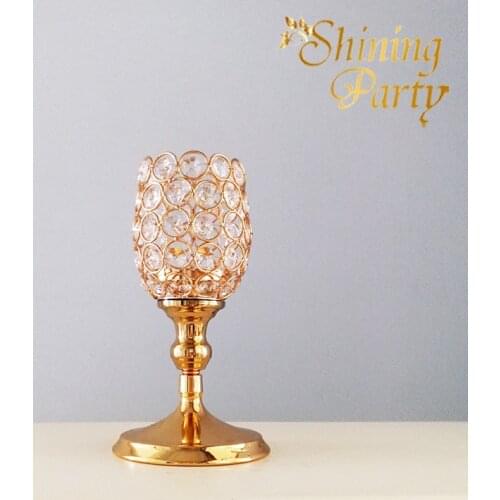 Shining Party Gold Crystal Pillar Glass Candle Holder, Wedding Centerpiece, Candlestick,Wedding Party Home Christmas Decoration