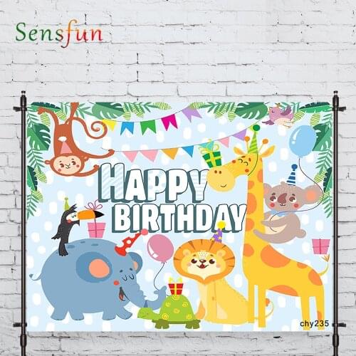 LEVOO Photophone Backdrop Cartoon Zoo Birthday Child Animal Photocall Decor Fabric New Shoot Photography Backdrop