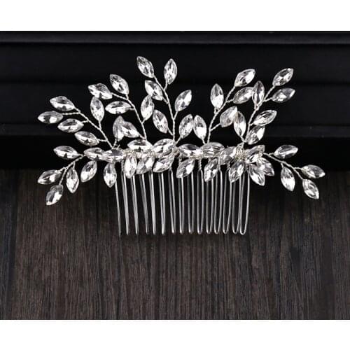 Trendy Silver Color Crystal Bridal Hair Comb tiara Hair Accessories Wedding Bridal Headpiece Hair ornaments Women Hair Jewelry