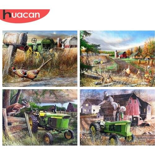 HUACAN Full Square/Round Diamond Painting House Landscape Mosaic Picture Decor Diamond Embroidery DIY Handicraft