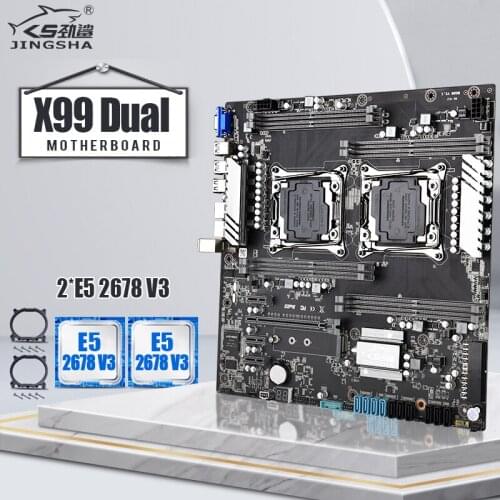 X99 Dual CPU Motherboard Set with Intel Xeon 2*E5 2678V3 CPU LGA 2011-3 Support 8-Channel 2133mhz RAM DDR4 ECC REG RAM