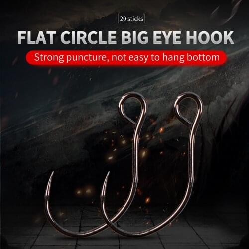 LUSHAZER 20pcs/lot Fishing Hook For Soft Lure Single Hooks Inline Hook Big Eye Sharp High Carbon Steel Fishhook Fishing Tackle