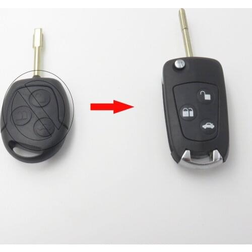 Cocolockey Modified Flip Key Shell Blank Fit for FORD Modeo Remote Key Fob 3 Button Replacement Key Cover Uncut Blade No Logo