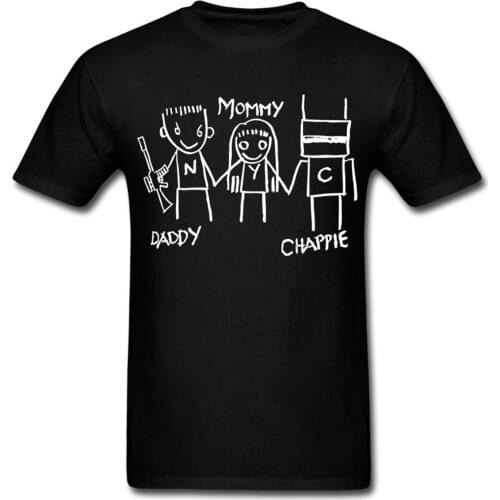 Mens 100% Cotton Short Sleeve Print Top Harajuku Short Sleeve Shirt Mens T-Shirts Daddy Mommy Chappie Black Short Sleeve