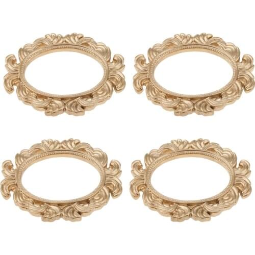 Pieces of 4 Resin Baroque Photo Picture Frame Wall Door Frame Home Decorations Oval 9.6 x 7.8 x 0.8 cm