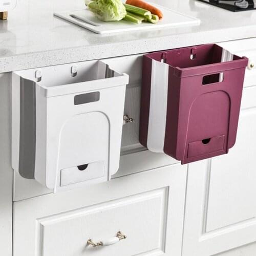 Wall Mount Trash Can Kitchen Cabinet Door Collapsible Trash Bin Garbage Storage Waste Bin For Kitchen Cars Living Room Bedroom