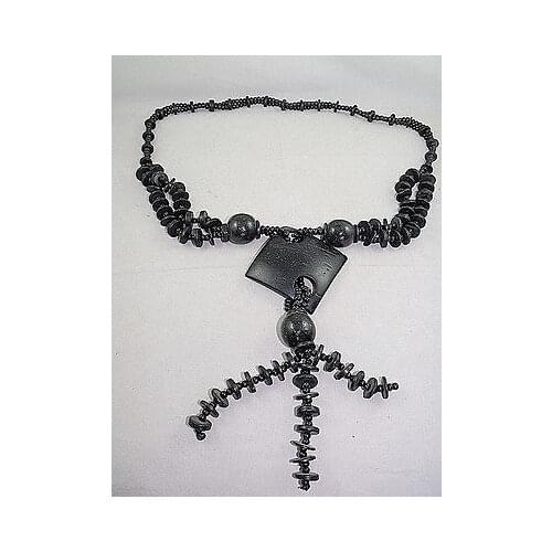 70-90cm length Black coconut shell Amulet Necklace