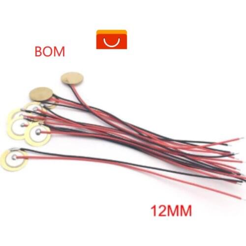 20pcs /10pcs 12mm/20mm/27mm Piezo Elements Sounder Sensor Trigger Drum Disc + Wire Copper Piezoelectric Buzzer Copper