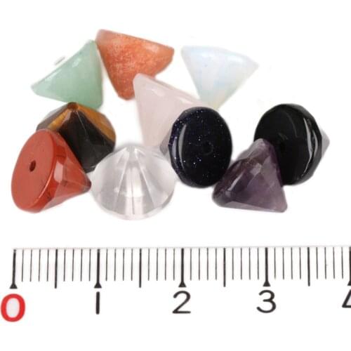 Half-drill cut angular pump cone geometric shape natural tiger eye opal black obsidian stone for DIY jewelry making