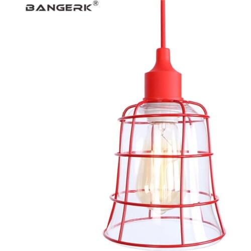 Industrial Vintage Red Pendant Lamp Loft Edison LED Lights Dinning Room Bar Hanging Lighting Home Decor Iron Glass Droplight