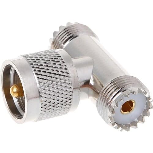 Drop Ship T Shape UHF Male PL259 To 2 UHF Female SO239 Triple RF Connector 3-way Coaxial Adapter