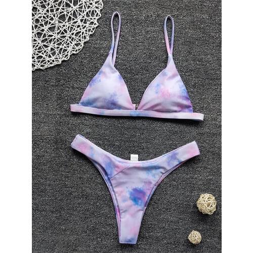 Sexy Mini Micro Bikini 2020 Women Pink Tie Dye Thong Swimsuit Bathers Leopard Push Up Bathing Suit Triangle Swimwear Biquini