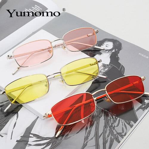 Retro Small Square Sunglasses Women Vintage Brand Shades Black Red Metal Color Sun Glasses For Female Fashion Designer Lunette