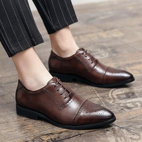Retro classic mens PU shoes casual shoes dress shoes Classic Leather Mens suit shoes fashion lace up mens Oxford Shoes E38-45
