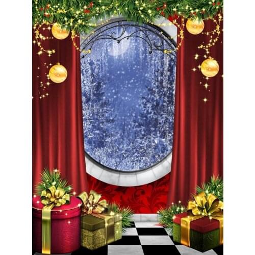 VinylBDS Christmas Photo Backdrops Gifts Curtains Ball 5X7Ft(1.5X2.2M) Photography Backdrops Zj