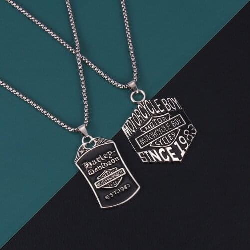 WANGAIYAO new retro punk trend army brand male stainless steel necklace hip hop dripping oil 1983 alloy pendant creative holiday