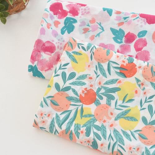 145x50cm Pure Cotton Thin Soft Fruit Blossom Fabric, Making Clothes and Dresses Kids' Shirts Pajamas Handmade Cloth