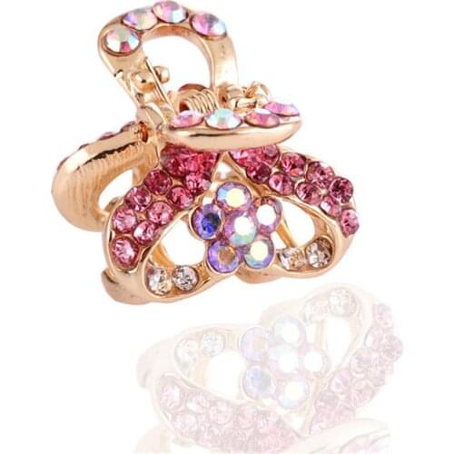 Xiwstar European and American Fashion Women Girls Mini Rhinestone Hair Gripper Crystal Floral Bangs Clips Hair Claws