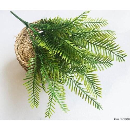 35cm Green Plants Artificial Tree Branches Plastic Fern Leaf Fake Foliage Bonsai Wedding Party Decoration Home Garden Supplies