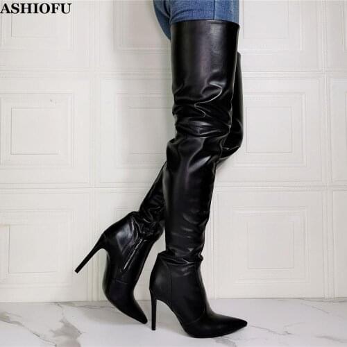 Kolnoo Handmade New Womens High Heel Boots Real Picture Night-club Over Knee Boots Evening Sexy Fashion Winter Long Boots Shoes