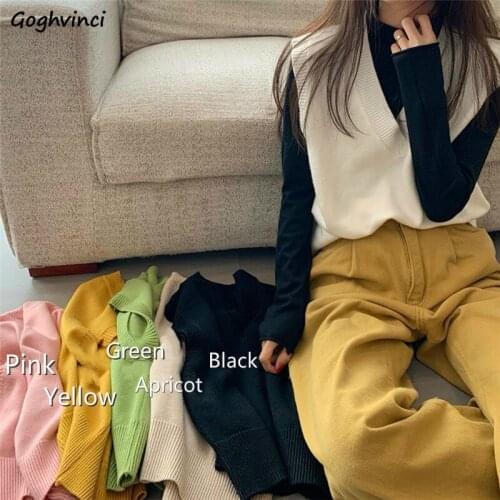 Sweater Vests Women Candy Colors V-neck Basic Trendy Autumn Elasticity Popular Undershirts Classic Daily High Quality Knitwear