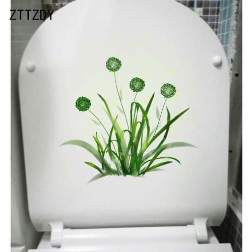 ZTTZDY 21.4*22.4CM Green Flowers Dandelions Home Wall Decal Decor Fashion Toilet Sticker T2-0335