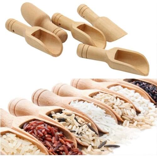 1pc Wooden Round Handle Scoop Teaspoon Small Salt Shovel Milk Powder Scoops Wood Condiment Spoons Coffee Tea Mini Sugar Spoon