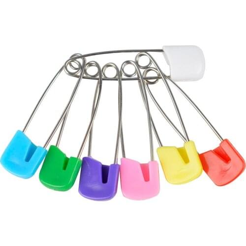 10pcs 55mm Plastic Head Safety Pin Safety Locking Baby Cloth Diaper Nappy Pins with Candy-Color-Smile