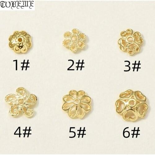 100% 925 Silver Bead-Caps Sterling Hollowed Bead Caps Gold Plated beads Cap DIY Jewelry Findings