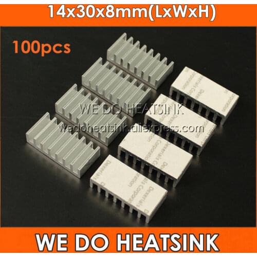 100pcs 14x30x8mm DIY fans & cooling Heatsink Aluminum Profile Cooler With Thermal Adhesive Tape