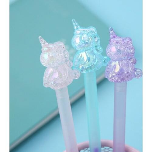 36pcs/set Korean Version Creative Crystal Head Modeling Unicorn Gel Pen Students Wholesale Stationery Pen Kawai