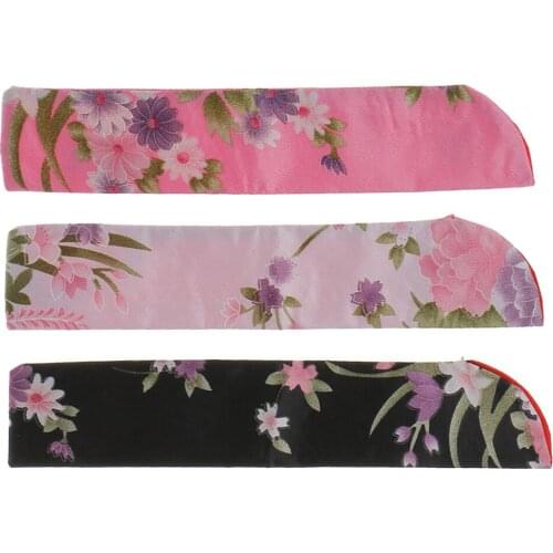 3x Floral Chinese Foldable Hand Pocket Fan Holder Protector Pouch Bag Cover
