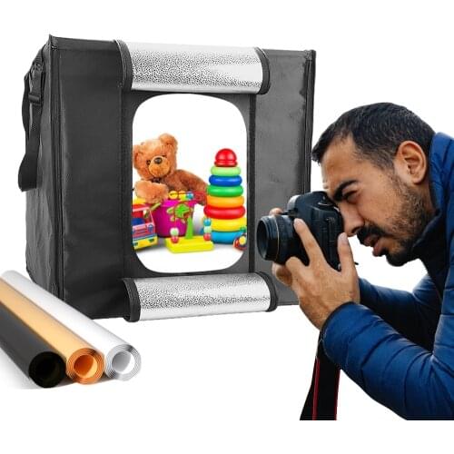 40/50/60cm Foldable Photo Box Led LightBox Dimmable Photography Studio Shooting Tent 3Color Background for Jewelry Clothes Shoot