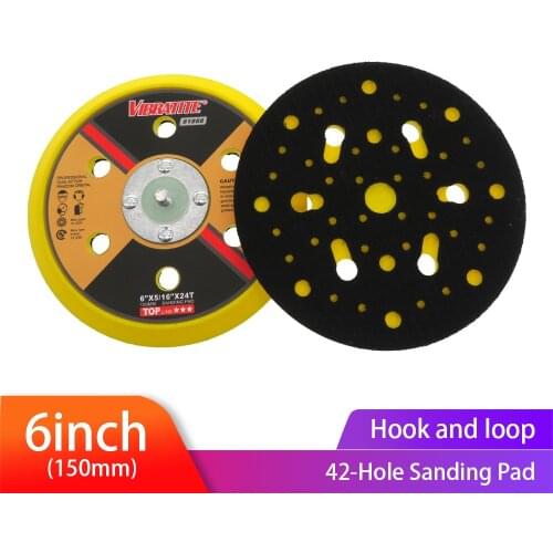 6" 150mm Multihole Sander Backing Pad Hook&Loop Sanding Plate with 5/16"x24 Thread Dust Free Sanding Disc Holder for Polishing