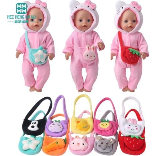 Baby Doll accessories For 43-45cm Toy New Born Doll and American Doll Fashion cartoon backpack pink, red, rose red, gray