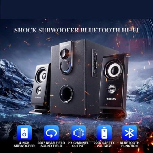 Wireless Bluetooth Computer Speaker Wooden Multimedia Mobile Phone Active 2.1 Desktop Home Subwoofer Sound