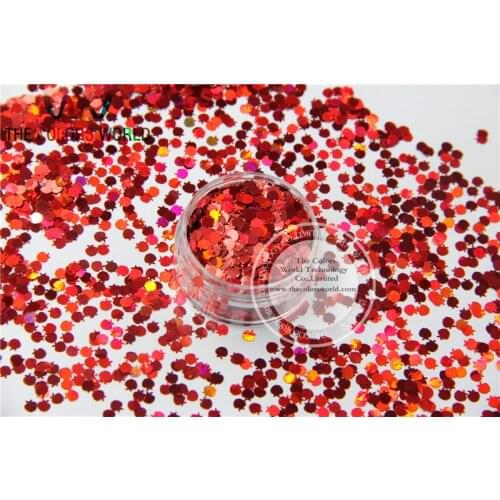 LAP-3 Apple Shape Glitter Size 3 mm laser holographic Red color paillette for Nail Art and DIY supplies1pack=50g