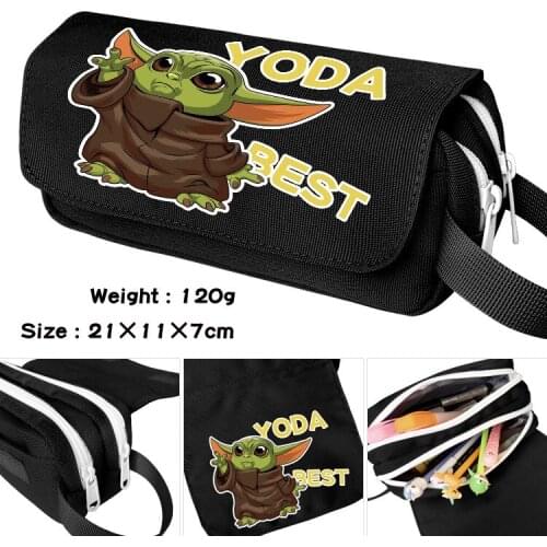 Disney Baby Yoda Kids Superheroes 3D Pencil Case Movie Canvas Stretch Double Layer Large Capacity Pencil Box School Stationery