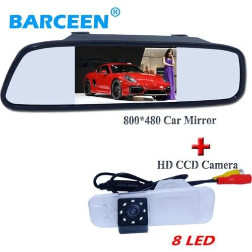 4.3" car color water-proof car rear mirror wiht higest night vision car rear reversing camera bring 8 led for kia K2 sedan