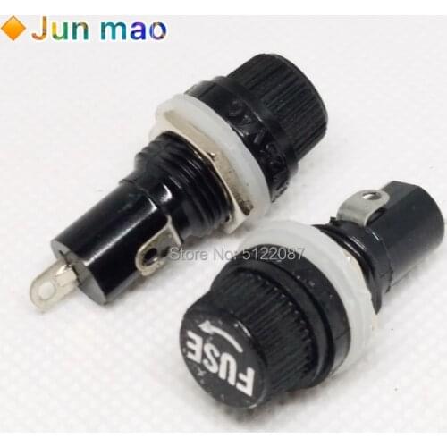 10pcs 5*20mm Fuse Holders 5X20 Black Insurance Tube Socket Fuse Holder For 5*20 Insurance Panel Mount Fuse Holder fusibles fuses