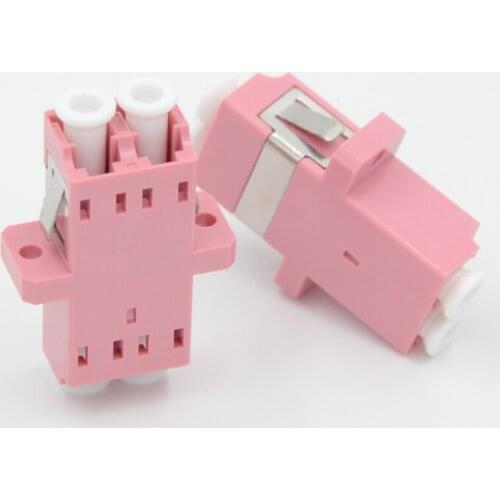 50PCS/lot LC/PC OM4 Duplex Optical Fiber Adapter Fiber Couplers