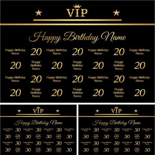 Custom Name Black Backgrounds Gold Glitter Banner Backdrops Photocall 18 25 30 40 50 55th Birthday Photography For Photo Studio