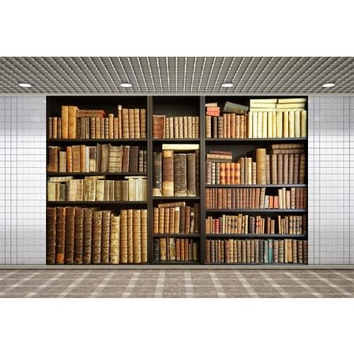 Bookshelf Backdrop Wooden Bookshelf Library Photo Backdrop Distance Learning Online Meeting Photography Studio Background