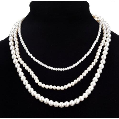 HOCOLE Fashion Jewelry 3 layer Imitation Pearl Necklaces & Pendants Beaded Choker Necklace Chain Bijoux Femme Gift For Women