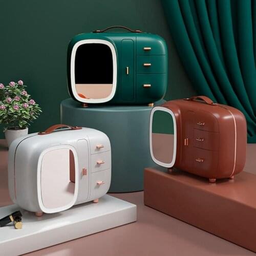 Cosmetic Storage Box Rack Accessories With Mirror Makeup Mirror Integrated Skin Care Product Storage Makeup Box