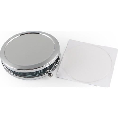 Round Mirror Compact Blank Plain Silver Colour For DIY gift mirror 18413-1